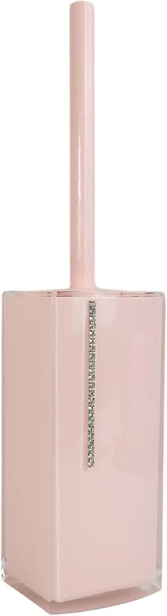 Classy Fashion Modern Chic Austrian Crystals Bathroom Gift Set 6 Piece Accessories Toothbrush Toothpaste Make Up Cosmetic Tools Holders Soap Dish and Pump Dispenser Toilet Brush & Base (Sexy Pink)