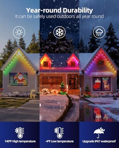 oneup 200FT Permanent Outdoor Lights for House, RGB Smart LED Eave Light IP67 Waterproof, DIY Scene Modes, App Voice Control, DIY Timer, for Christmas Holiday Party Outside Decor