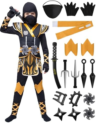 Spooktacular Creations Kids Ninja Costume, Child Boy Ninja Outfit Set, Halloween Costume for Toddler Themed Dress Up Party