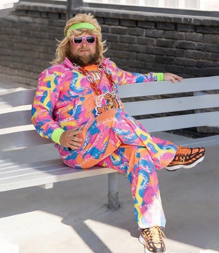 UOUA 80s Outfit for Men 90s Costumes 2 Piece Long Sleeve Track Suit Set
