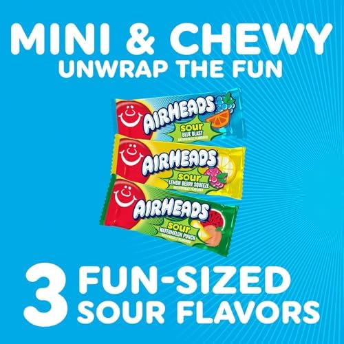 Airheads Mini SOURS Candy Bars, Variety Pack, 10 Ounce Bag
