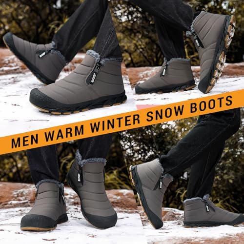 ziitop Snow Boots Mens Waterproof Winter Boots Fur Lined Warm Ankle Boots