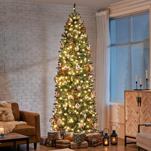 Yaheetech 9ft Pre-lit Pencil Artificial Christmas Tree, Green