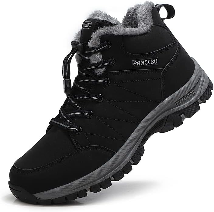Winter Boots For Mens Snow Boots Anti-Slip Fur Lined Warm Ankle Boots Casual Lightweight Trekking Backpacking Hiking Boots