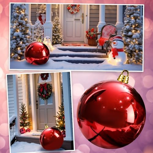 Threan 10 Inch Large Red Shiny Christmas Ball Ornaments for Christmas Tree