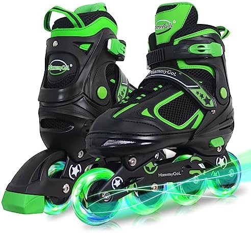 MammyGol Adjustable Inline Skates for Kids Boys Girls Youth Blades Roller Skates with Light up Wheels Ages 4-16