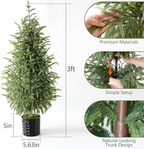 Christmas Decorations, 2 Pack 3FT Artificial Norfolk Pine Tree