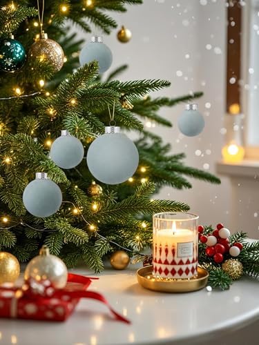 Velvet Christmas Ball Ornaments-46pcs Flocked Shatterproof Tree Decorations