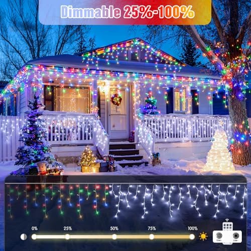 JMEXSUSS Color Changing Icicle Lights Outdoor Waterproof, 11 Modes 400 LED