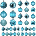 Baby Blue Christmas Ornaments - Christmas Tree Decorations Shatterproof Hanging Balls for Birthday Wedding Holiday Decor Set of 36pcs, Multi-Sizes(1.6",2.5",3.2")