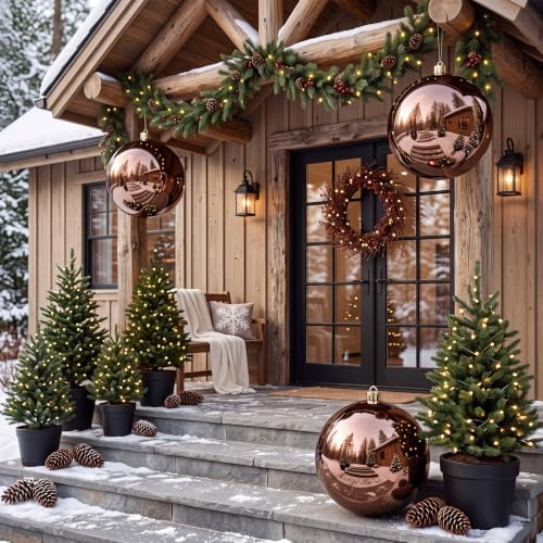 Threan 10 Inch Large Chocolate Brown Shiny Christmas Ball Ornaments