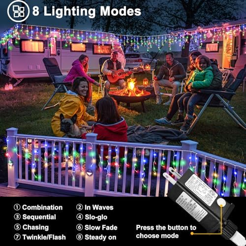 Colored Christmas Lights Outdoor, 33ft 400 LED Icicle Lights for Outside