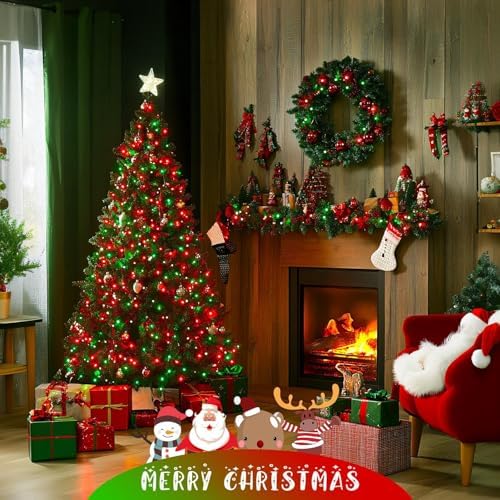 JMEXSUSS 600 LED Red and Green Halloween String Lights Outdoor Clear Wire