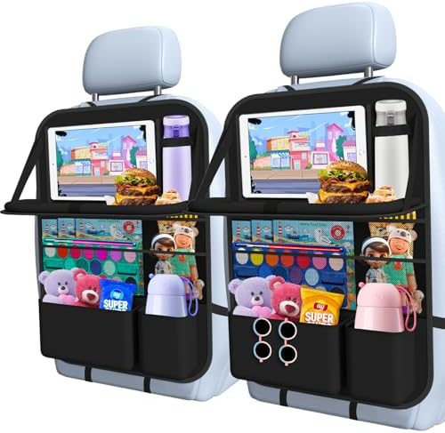 1 Pack Car Backseat Organizer with Tray, Tablet Holder for Kids Trip