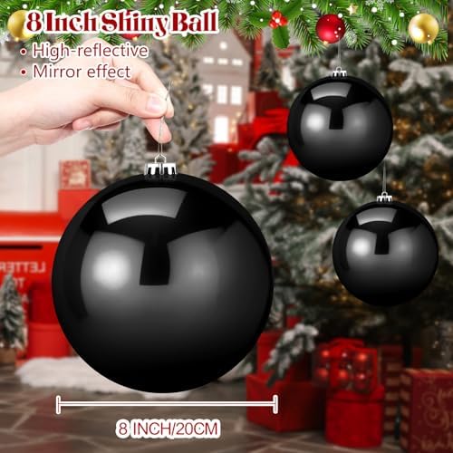 Zubebe 6 Pcs 8 Inch Large Outdoor Christmas Ball Ornaments,Black