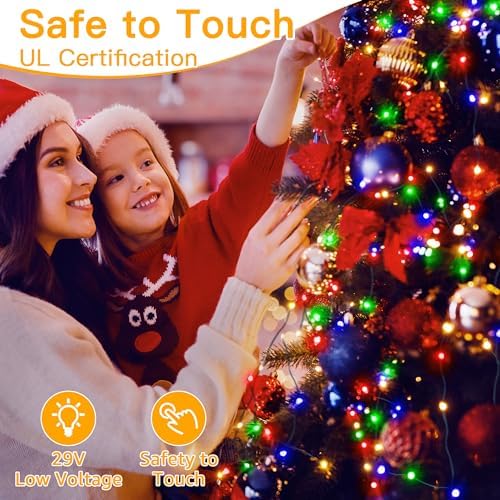 Ollny 198FT 600LED Outdoor Christmas Lights with Remote, 8 Modes Multicolor