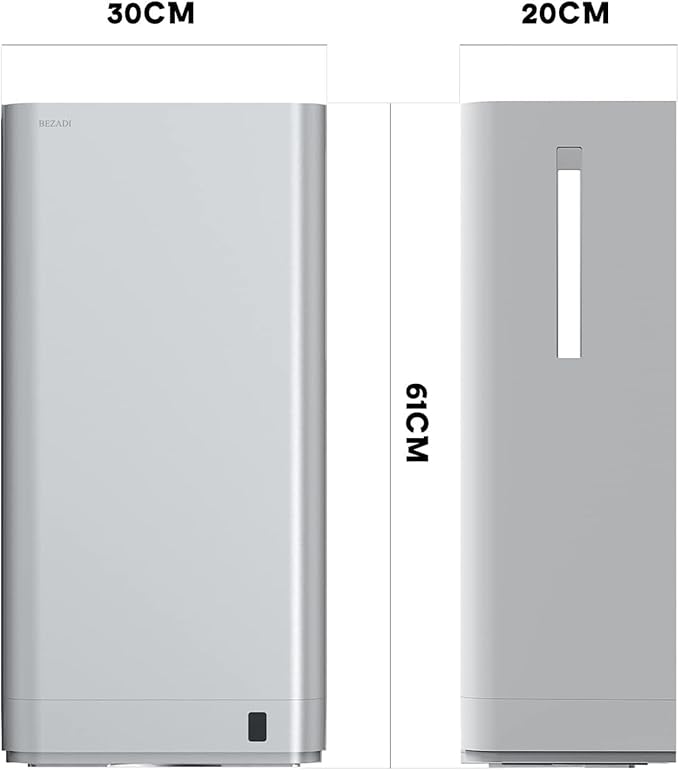 Vertical Hand Dryer HEPA Filtered 1800W High-Speed Wall Mount Jet Automatic Infrared Air for Commercial and Home Bathroom,Silver 2688