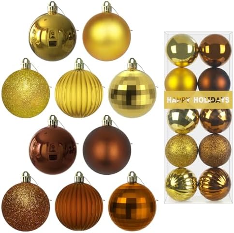 Bronze & Gold 3.2" Large Christmas Balls - Christmas Tree Decoration Ornaments Shatterproof Hanging Balls for Birthday Halloween Holiday Wedding Decorations Set of 10pcs