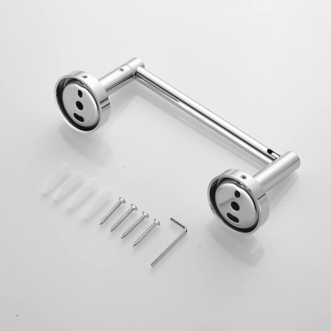 Chrome Bathroom Hardware, Polished Silver Toilet Paper Holder Towel Ring Robe Hook Wall Mount Hand Towel Holder Set Tissue Roll Holder with Double Post Accessories SUS304 Stainless Steel 3pc