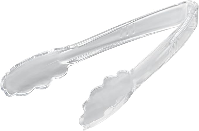 Restaurantware Tongs 100 Pack Of 7 1/2” Heavy-Duty Plastic Kitchen Tongs with Scalloped Edges Disposable Clear Serving Utensils for Hot And Cold Foods Catered Events, Weddings, or Buffets