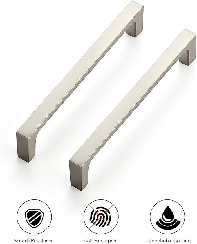 Ravinte 15 Pack Solid 5 Inch Square Cabinet Handles - Brushed Nickel Pulls for Drawers and Kitchen Cabinets - Hardware Handles