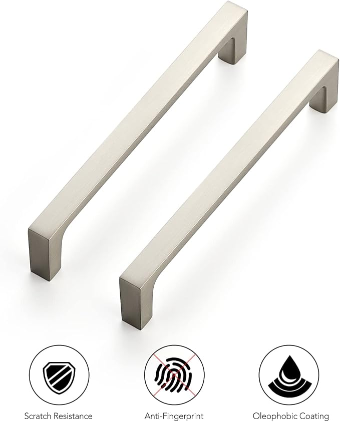 Ravinte 5 Pack Solid 5 Inch Kitchen Square Cabinet Handles Brushed Nickel Pulls Drawer Pulls Kitchen Cabinet Hardware Handles