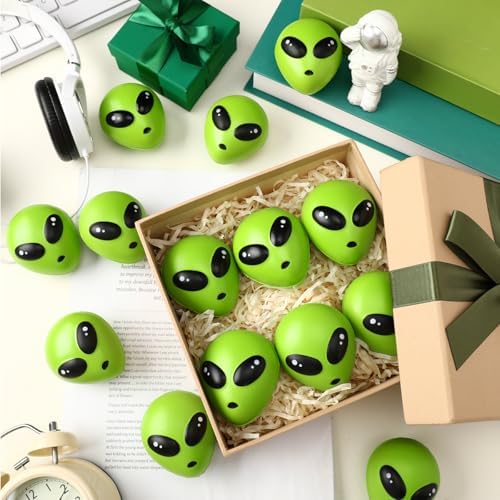 Wettarn 48 Pcs Mini Halloween Alien PU Balls, Alien Party Favor