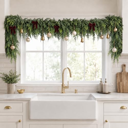 6FT Christmas Cedar Garland Real Touch Greenery for Mantle Decor