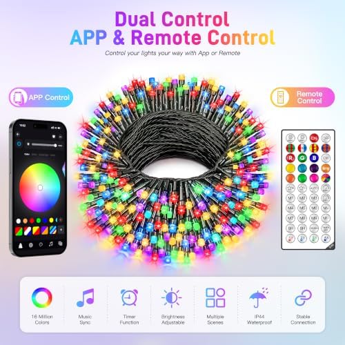 Ollny Smart Christmas Lights,131FT 400 LED RGBW Color Changing String Light