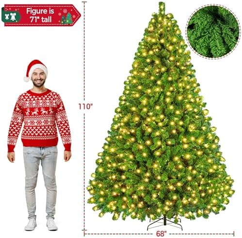 Yaheetech 9ft Prelit Artificial Christmas Tree with 900 Warm White Lights