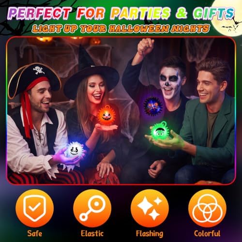 Sotiff 30 Pcs 2.5 Inch LED Halloween Spiky Stress Balls
