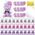Poen 18 Pack Valentines Day Bears Bulk with Heart Cards Mini Valentine Stuffed Animal with Heart Love Pattern Bears Toys Keychains for Kids Boy Girl Classroom Exchange Gifts Prize