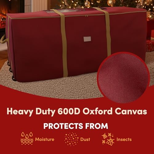 Elf Stor Christmas Tree Storage Bag with Wheels, Red, 60” x 25” x 25”