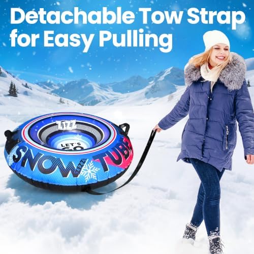 48" Snow Tubes for Kids Adults Sledding Heavy Duty with Canvas Cover
