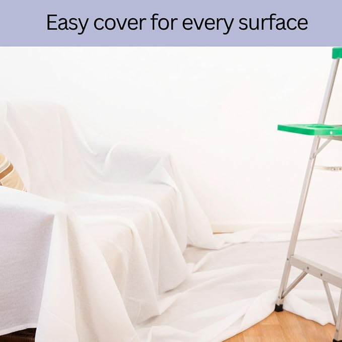 Disposable Single-Use Nonwoven Drop Cloth and Cover | Size: 30 x 30 Inch | 1 Roll with 200 perfurated pieces | Color: White | Disposable sheets for covering furniture, floors from dust and paint