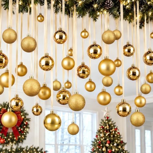 Halloscume 78 Pcs Christmas Ball Ornaments Ceiling Hanging Decor, Beige