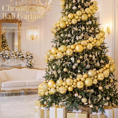 6 ft Christmas Ball Garland, Gold