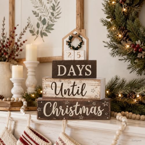 Christmas Countdown Decorations Indoor, Christmas Table Decor for Home