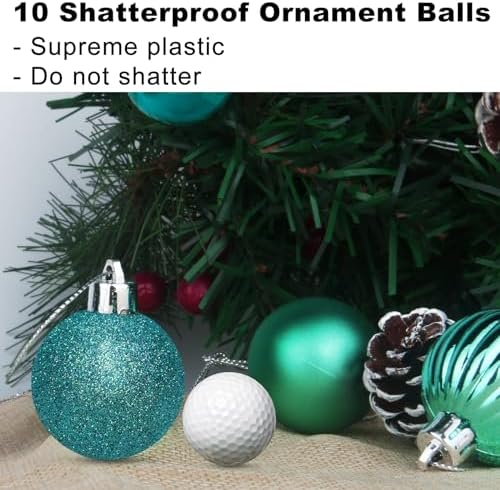 Teal 2.5" Christmas Balls Christmas Tree Decoration Ornaments Shatterproof Hanging Balls for Birthday Halloween Holiday Wedding Decorations Set of 10pcs