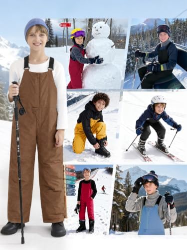 Haloumoning Boys Snow Bibs Kids Ski Pants 5-14 Years