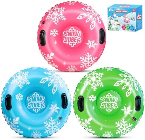 ZMLM Snow Tube for Sledding -2 Pack/3 Pack 36" Inflatable Snow Sled for Kids and Adults Heavy Duty Blow Up Tube with Handles Outdoor Winter Toys Gift for Sport Supplies