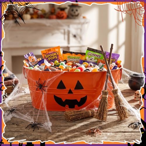 Zonon 4 Pack Halloween Galvanized Buckets, 4 Gal Halloween Candy Bowl