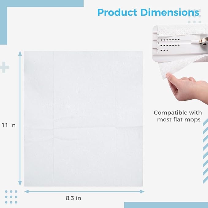 Cloths Disposable Dusting Sweeper, Dry Mop Refills 300-Count, Electrostatic Cloths for Household Cleaning, Dry Wall and Floor Duster Cloths 11"×8.3"