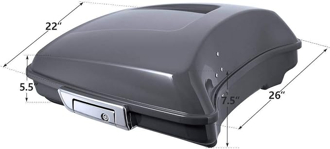 TCMT ABS Razor Gunship Gray Motorcycle Trunk Fit For Harley 2014-2025 Street Glide Special Road Glide Street Glide Road King Road Glide Special Pack