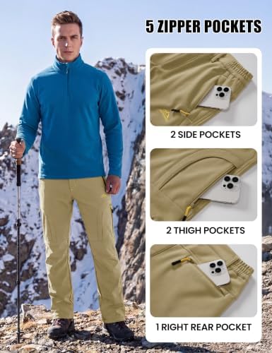 MAGCOMSEN Men's Ski Snow Pants Waterproof Fleece Lined Winter Hiking Pants