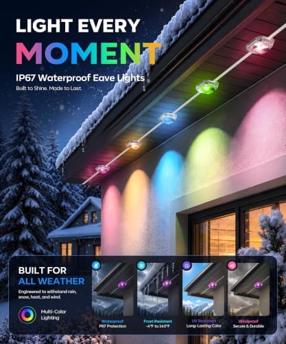Permanent Outdoor Lights for House, 200ft RGB+IC Christmas LED Light