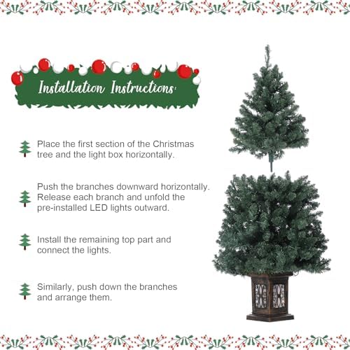 GarveeHome 4.5 Ft Artificial Fiber Optic Christmas Tree, Pre-Lit Artificial Potted Xmas Tree with 300 Led Lights, 8 Lighting Modes, Includes Antique Urn Base, 1 PCS