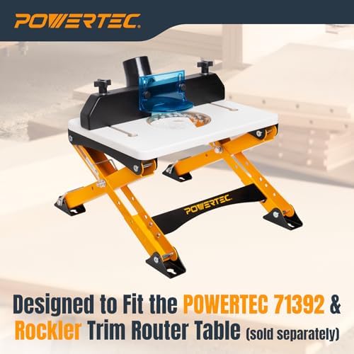 POWERTEC Folding Router Table Stand – Adjustable Height Workstation Base for 11-1/2" x 15-1/2" Trim Router Tables, Wall-Mount Ready, Includes Mounting Guide & Hardware (UT1013)