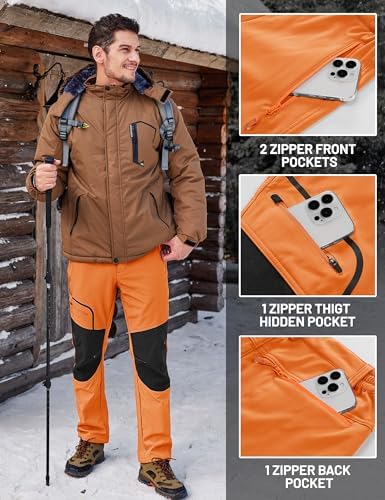 TACVASEN Men's Snow Ski Pants Winter Fleece Lined Water Resistant Insulated