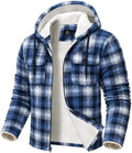 GEEK LIGHTING Men's Flannel Shirts Jacket Sherpa Lined Plaid Zipper Hoodie
